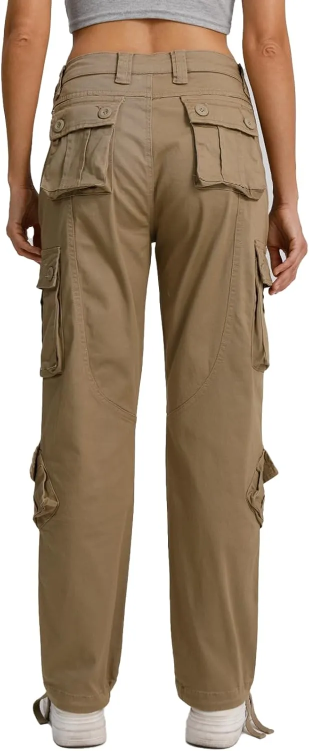 Matchstick Womens Cargo Pants with 8 Pockets Baggy Utility Work Pants for Hiking Travel Outdoor All Season Daily Wear