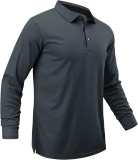 Men Polo Shirts Long Sleeve Moisture Wicking Dry Fit Performance Tactical Shirt Collared Casual Golf Tennis Shirt