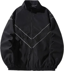 Mens Flannel Lined Denim Jacket Mens Casual Zip Up Jacket Lightweight Color Block Stitching Coats Hoodless Windproof Breathable Bomber Jacket