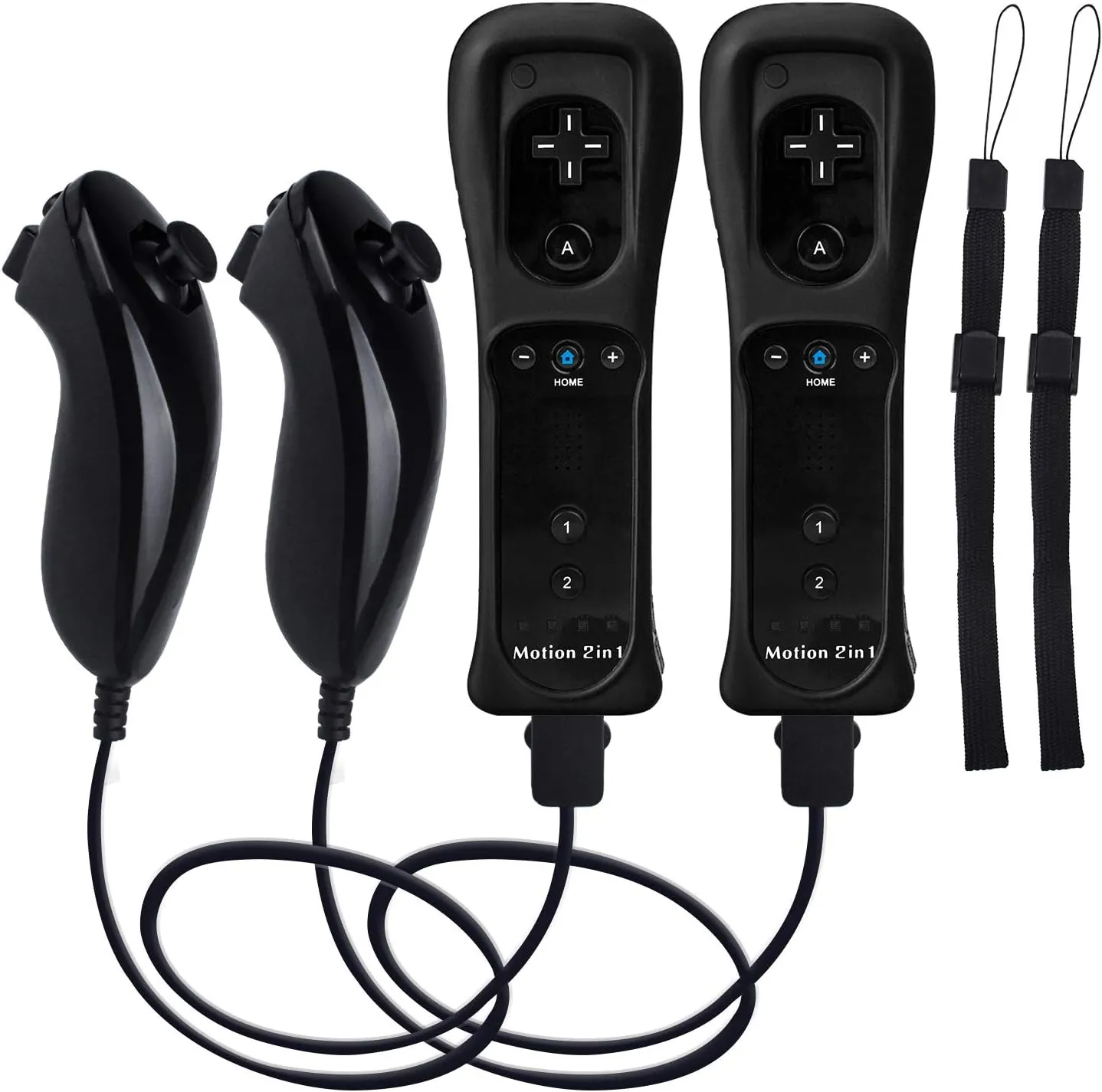 Motion Plus Wii Controllers 2Packs with Nunchucks, Wii Remote Controllers Compatible for wii and Wii U with Built in Motion Plus