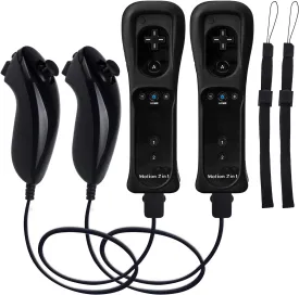 Motion Plus Wii Controllers 2Packs with Nunchucks, Wii Remote Controllers Compatible for wii and Wii U with Built in Motion Plus