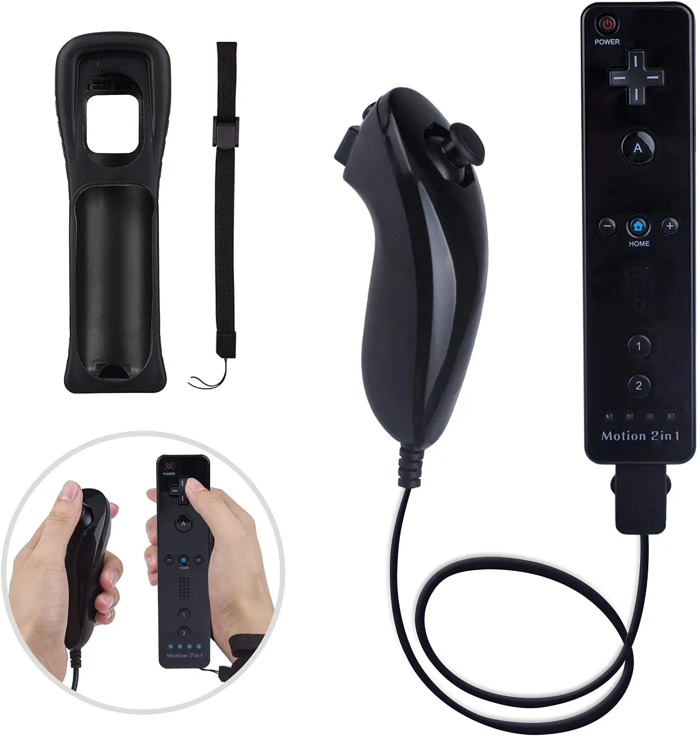 Motion Plus Wii Controllers 2Packs with Nunchucks, Wii Remote Controllers Compatible for wii and Wii U with Built in Motion Plus