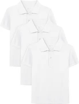 OHD 3 Pack Boys Polo Shirt Uniform School Polo Shirts for Boys Multiple Color Kids Short Sleeve Polo Size 3T-14