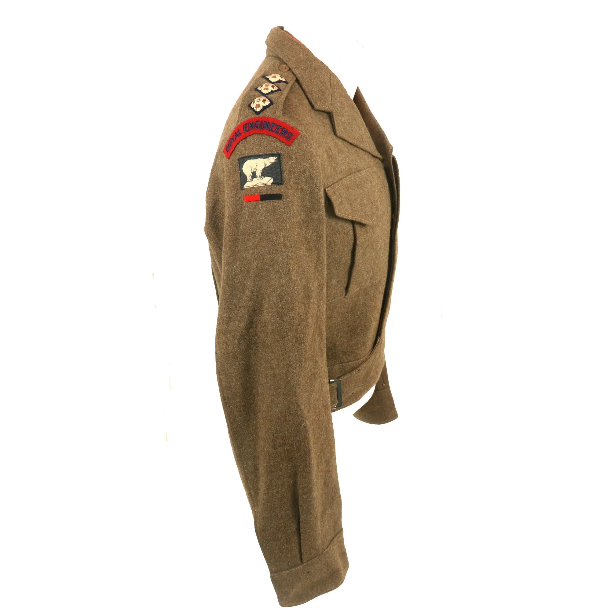 Original British WWII 49th West Riding Division Royal Engineers Captain’s Battledress Uniform with Ribbon Bar