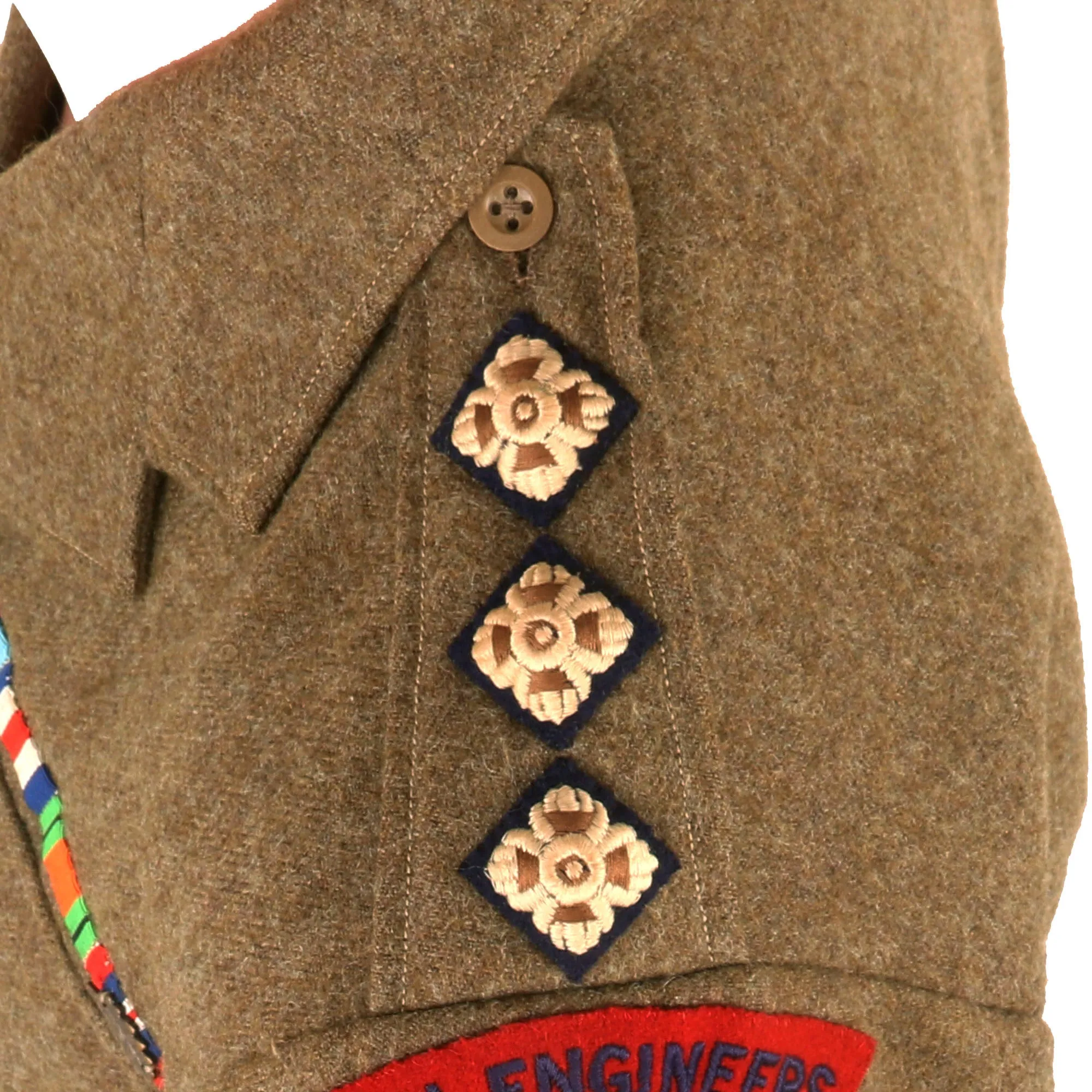 Original British WWII 49th West Riding Division Royal Engineers Captain’s Battledress Uniform with Ribbon Bar