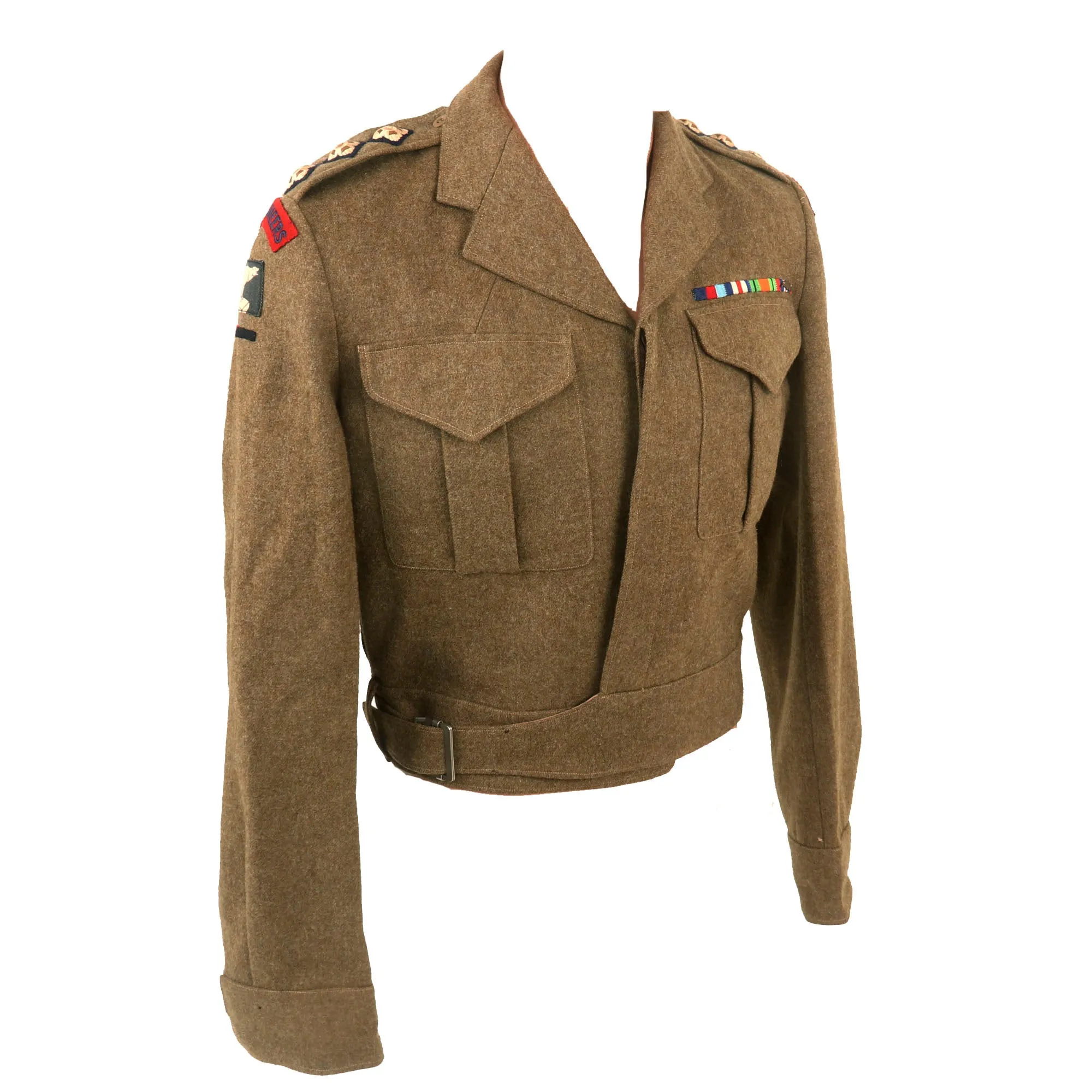 Original British WWII 49th West Riding Division Royal Engineers Captain’s Battledress Uniform with Ribbon Bar