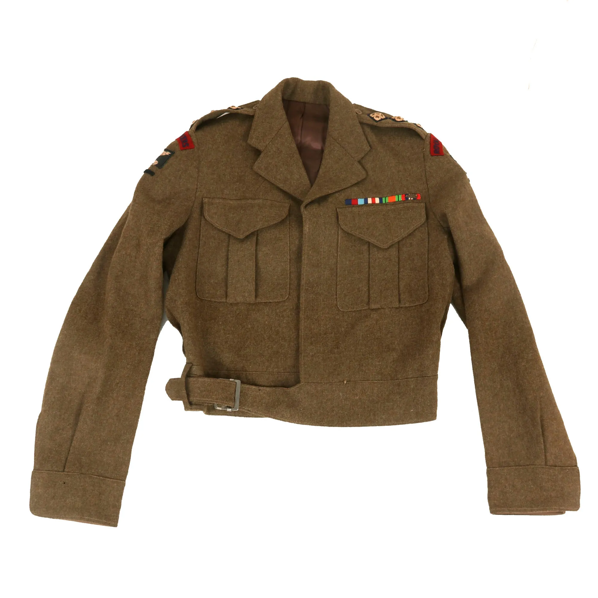 Original British WWII 49th West Riding Division Royal Engineers Captain’s Battledress Uniform with Ribbon Bar