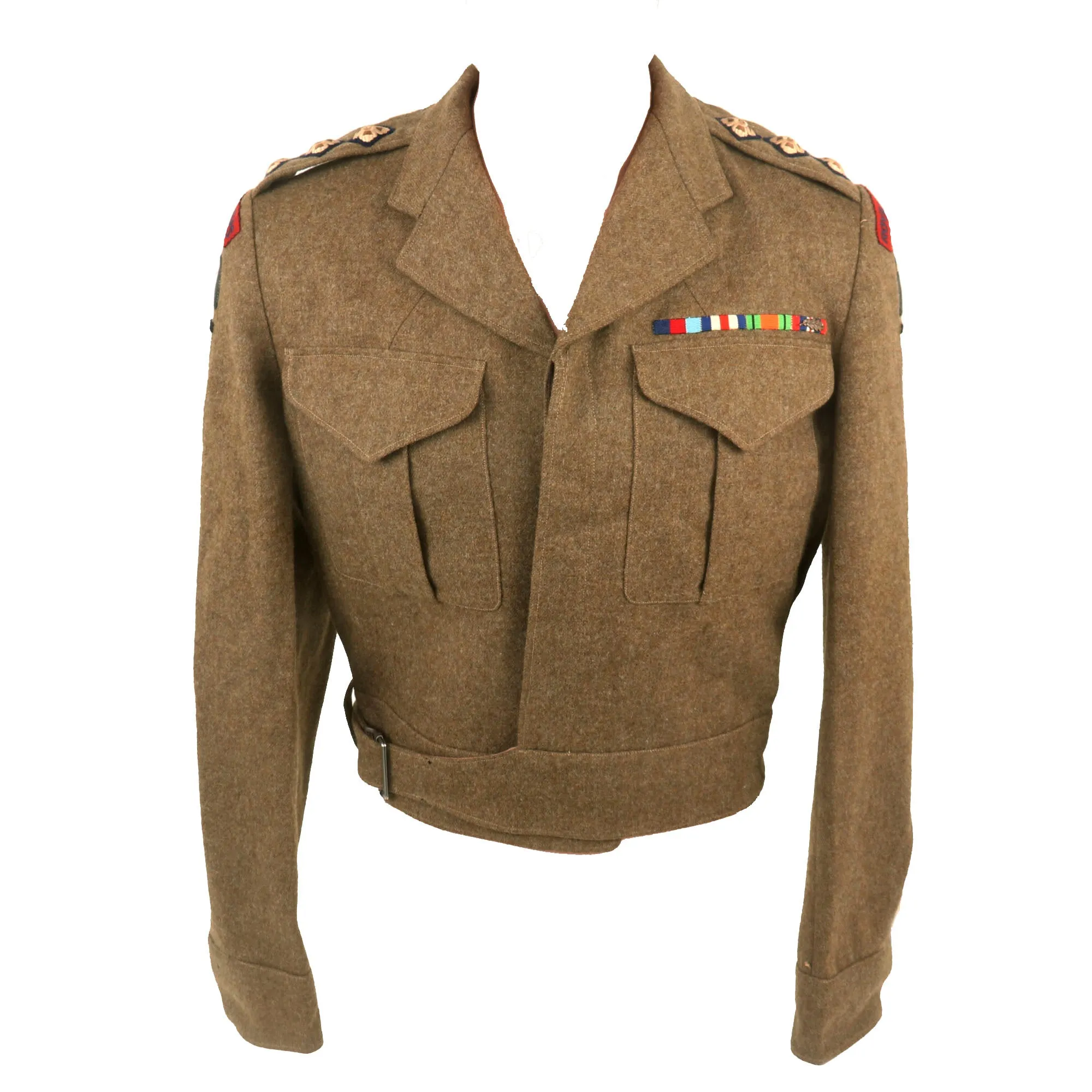 Original British WWII 49th West Riding Division Royal Engineers Captain’s Battledress Uniform with Ribbon Bar