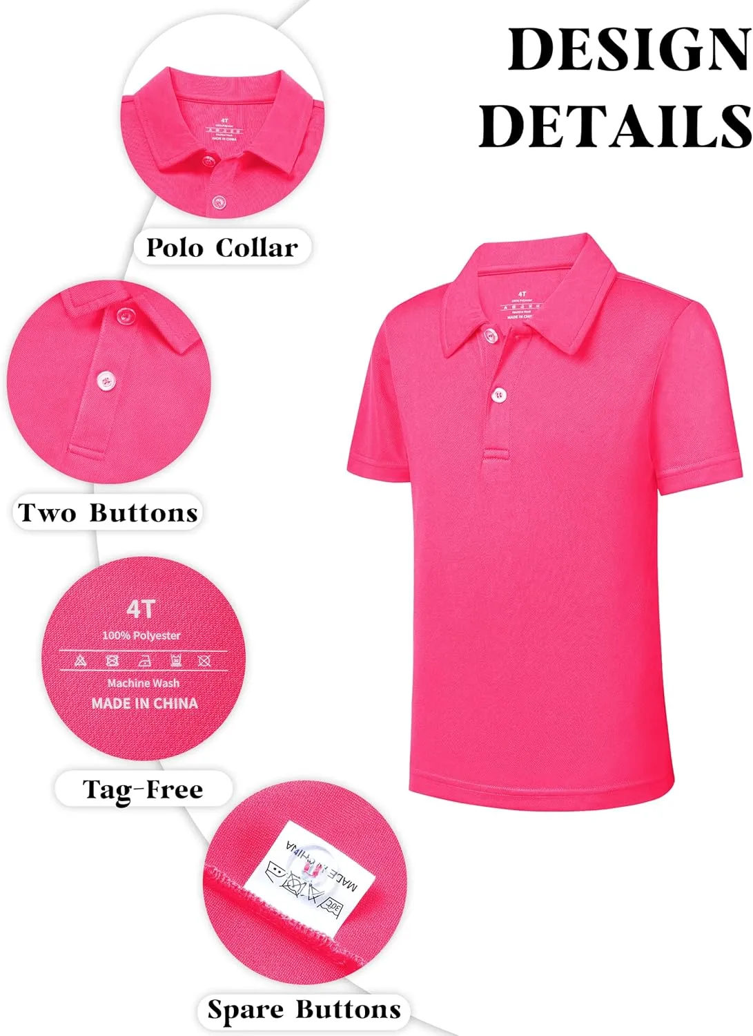 QBK 2T-16Y Boys' School Uniform Pique Polo Kids Performance Neon Short Sleeve Collared Golf Shirt for Toddler to Youth