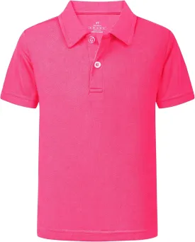 QBK 2T-16Y Boys' School Uniform Pique Polo Kids Performance Neon Short Sleeve Collared Golf Shirt for Toddler to Youth