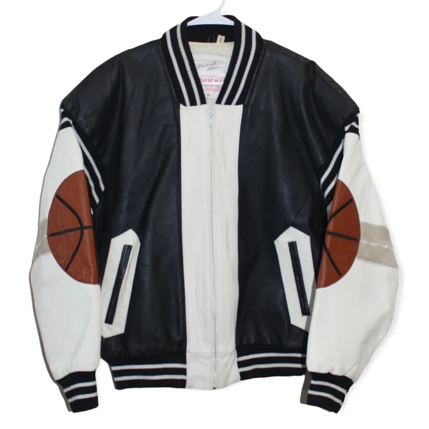 Rare 1991 Michael Hoban Leather Basketball Bomber Jacket (M)
