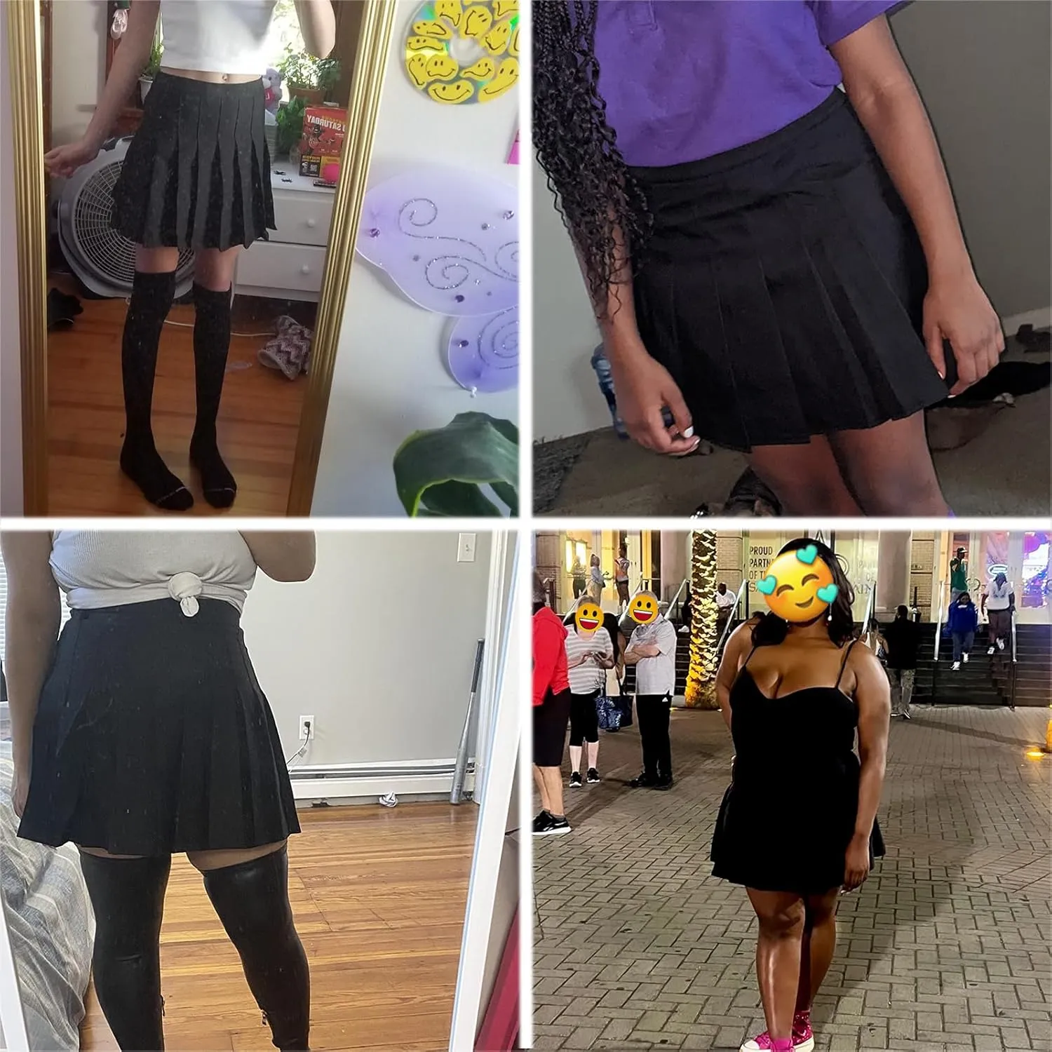 SANGTREE Girl Women Plus Size Pleated Uniform Casual Skater Tennis Skirt with Elastic Waist and Pockets