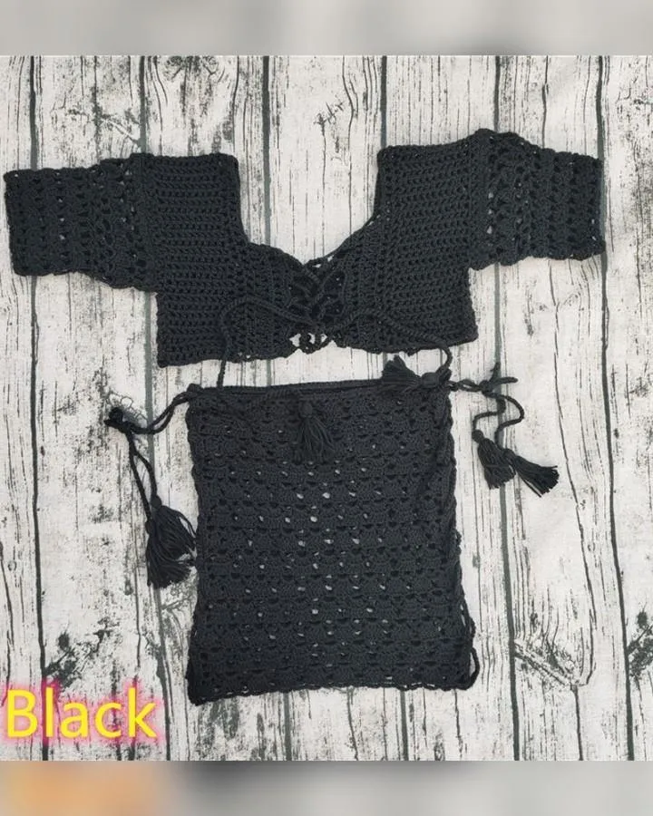 Solid Short Sleeve Skinny Cropped Blouse With Mini Skirts Suit Sets