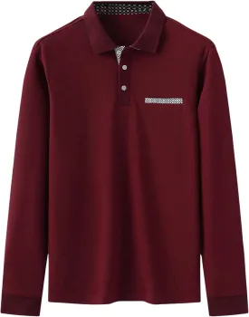 SOLY HUX Men's Golf Color Block Tennis Shirts Long Sleeve Collared Business T-Shirt