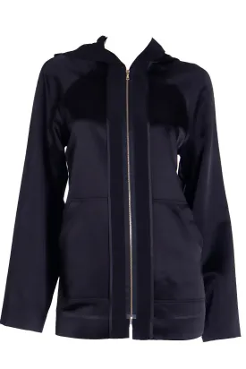 S/S 1998 Isaac Mizrahi Black Zip Front Hoodie w/ Exposed Seams