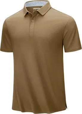 TACVASEN Men's Polo Shirts Short Sleeve Casual Cotton Pique 3 Buttons T-Shirts Classic Fit Golf Polo Shirts