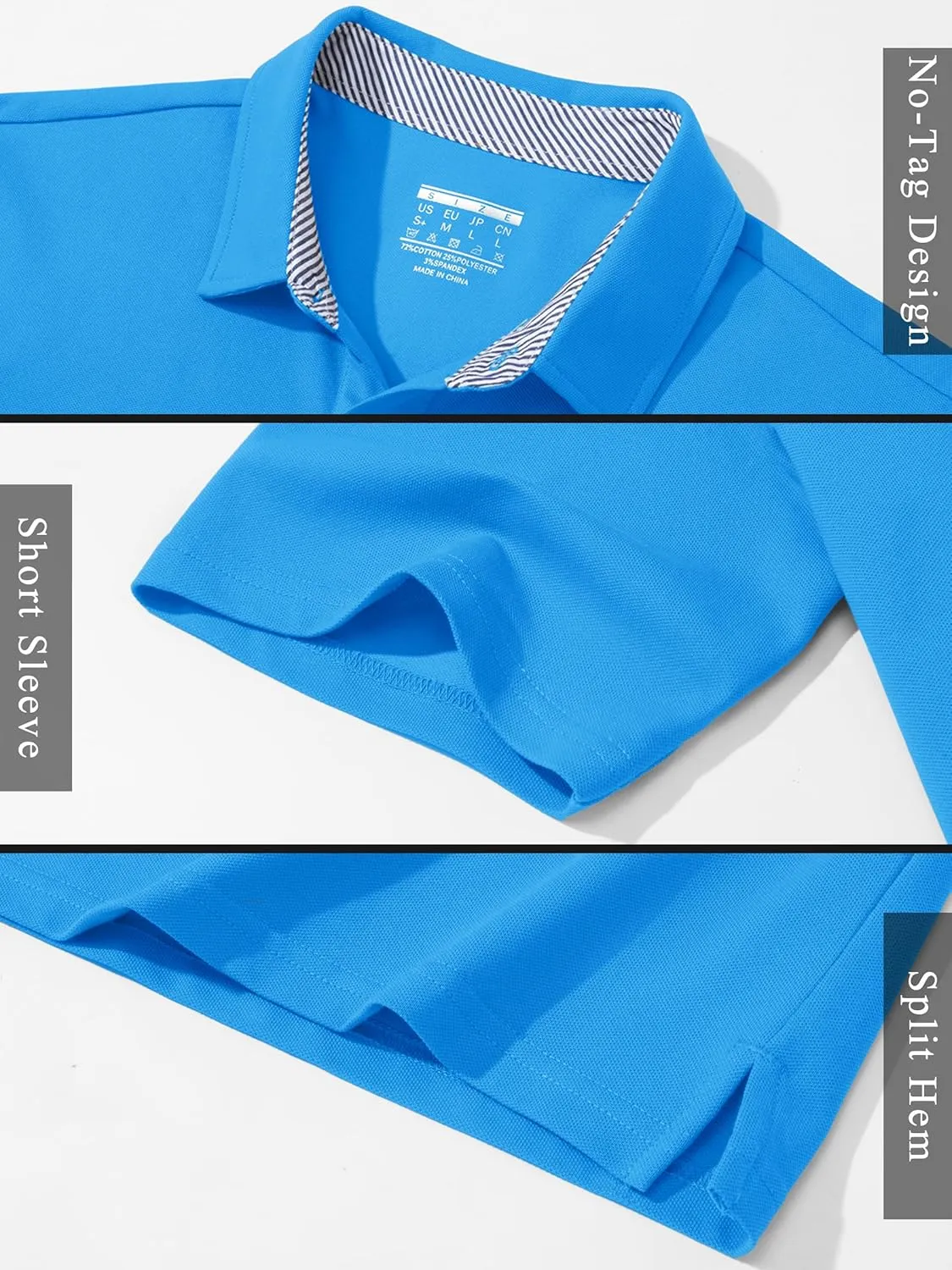 TACVASEN Men's Polo Shirts Short Sleeve Casual Cotton Pique 3 Buttons T-Shirts Classic Fit Golf Polo Shirts