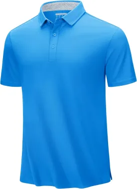 TACVASEN Men's Polo Shirts Short Sleeve Casual Cotton Pique 3 Buttons T-Shirts Classic Fit Golf Polo Shirts