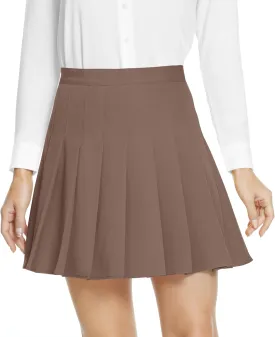 Urban CoCo Women's Pleated High Waist Solid School Uniform Skirt