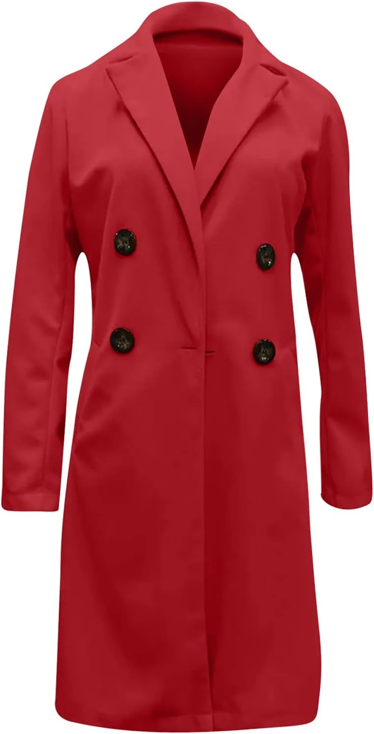 Winter Coats for Women Basic Essential Double Breasted Midi Wool Blend Pea Coats 2022 Blazer Jackets for Women Winter Coat