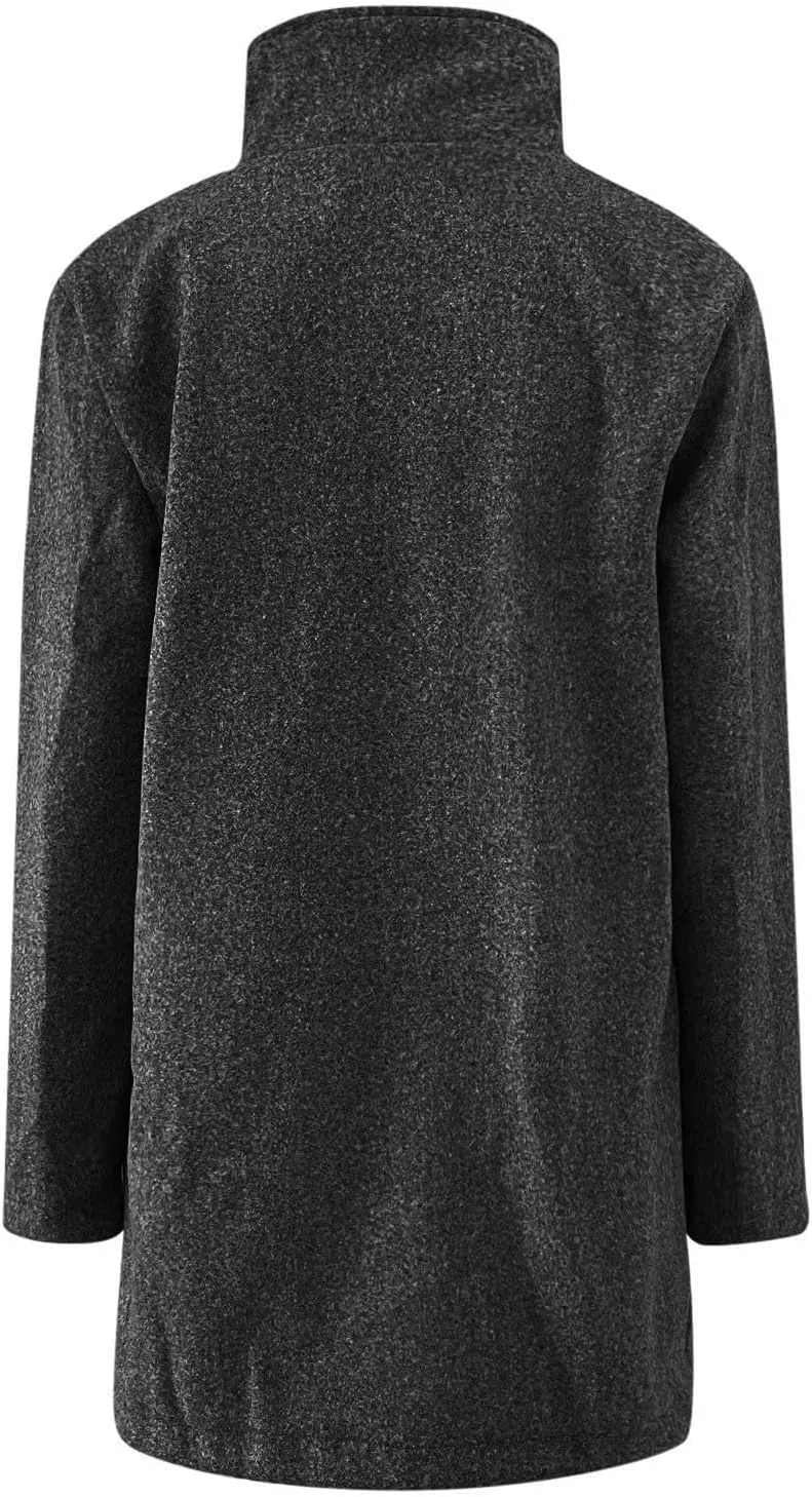 Women's Winter Single Breasted Pea Coat Casaul Fashion Mid Long Jacket Stand Collar Wool Elegant Oversized Coats