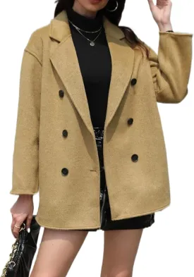 Wool Blend Wrap Coat Women's Superior 70% Wool Coat, Classy Long Wool Coat with Belt