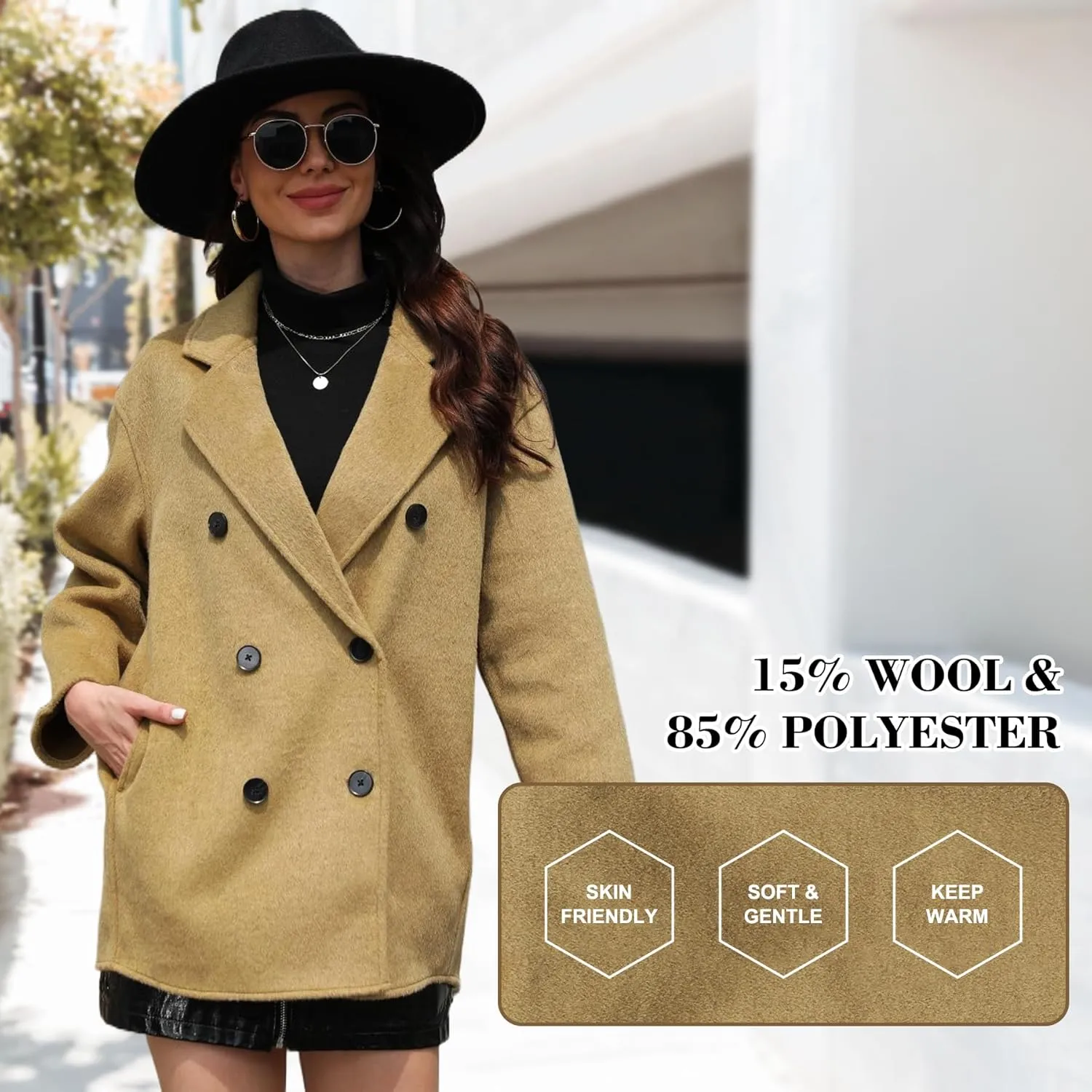 Wool Blend Wrap Coat Women's Superior 70% Wool Coat, Classy Long Wool Coat with Belt