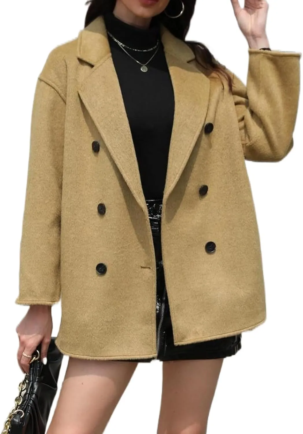 Wool Blend Wrap Coat Women's Superior 70% Wool Coat, Classy Long Wool Coat with Belt