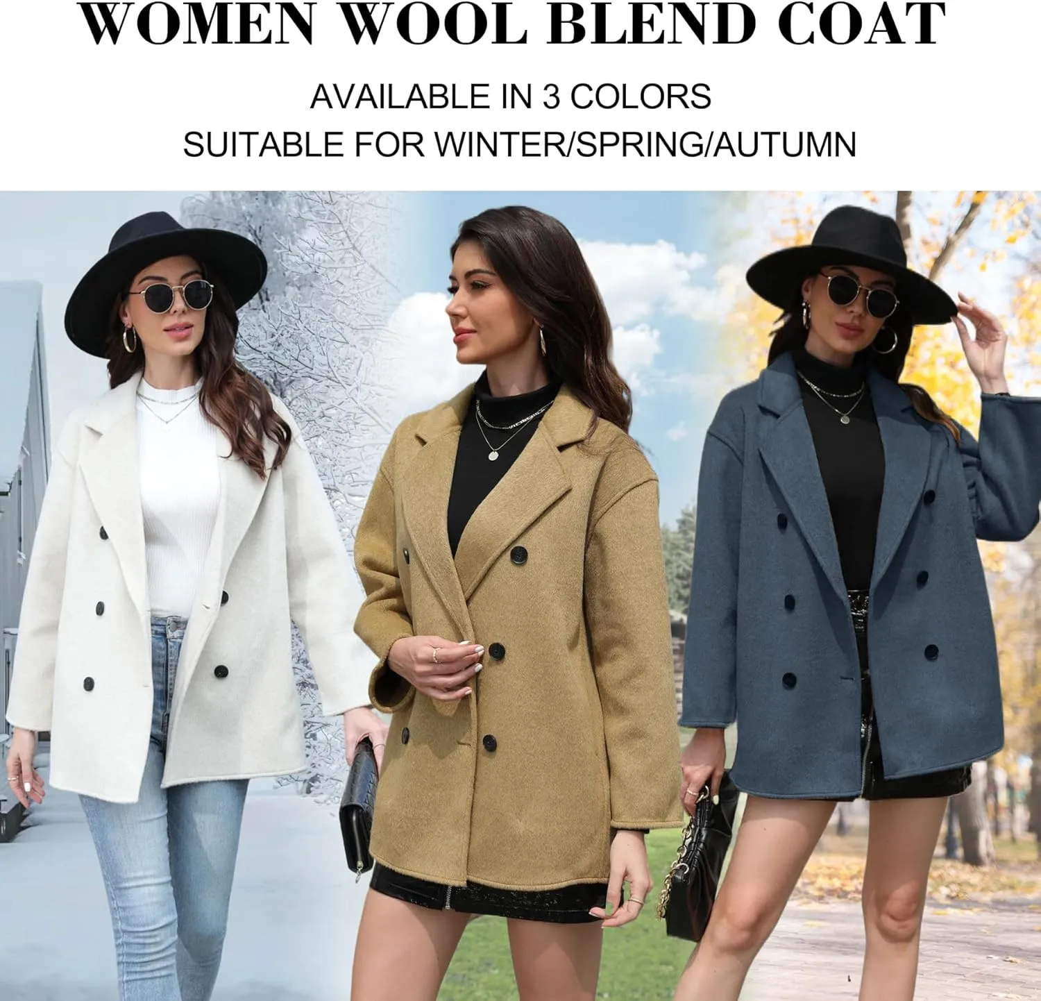 Wool Blend Wrap Coat Women's Superior 70% Wool Coat, Classy Long Wool Coat with Belt