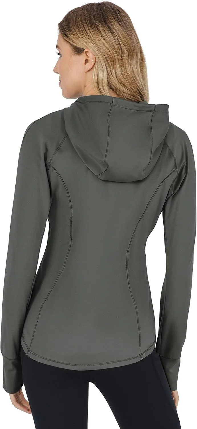 Yogalicious Full-Zip Lightweight Hooded Running Workout Yoga Lux Jacket with Pockets